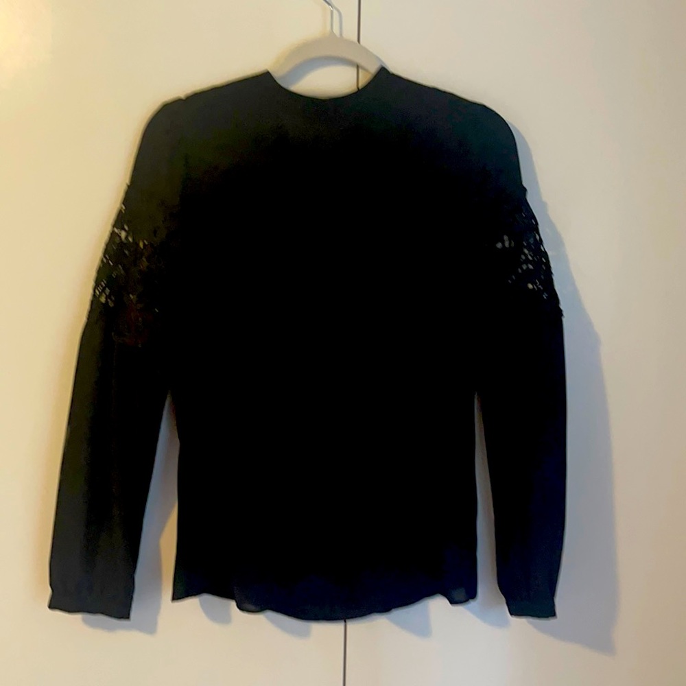 Express long sleeve black blouse with lace details